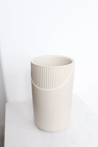 Neutral Beige Fluted Modern Pot Minimal Planter Indoor Plants Home Decor Floral Decorative Vase Wedding Elegant Wedding Venue Decoration
