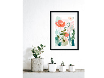Boho Nursery Decor Matisse Flower Frame Art Neutral Pink Gallery Wall Decor Blush Pink Frame Watercolor Floral Art Print Botanical FlowerBoho Nursery Decor with Matisse Flower Watercolor Painting Pastel Floral Frame for Nursery Gallery Wall