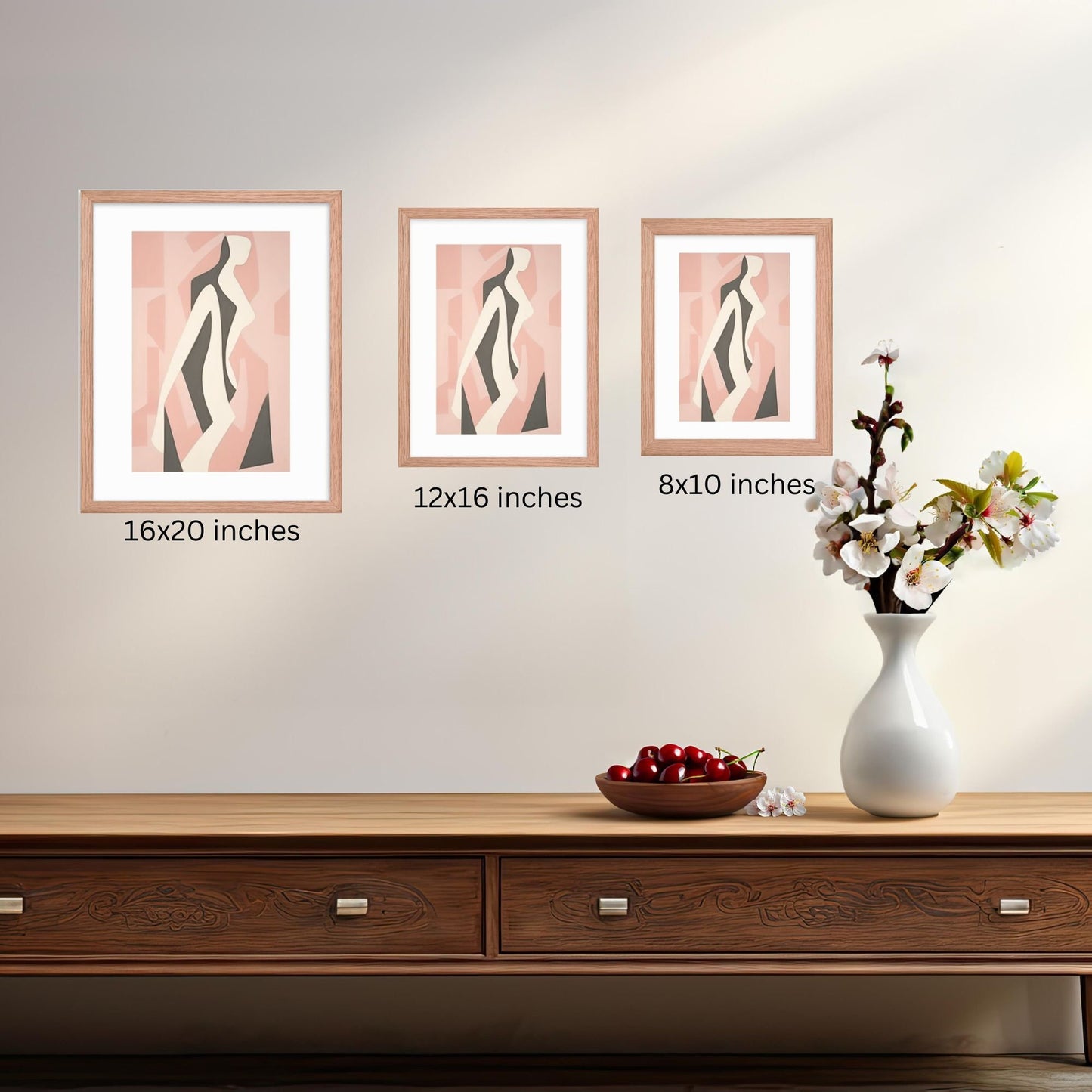 Wall Art Decor Modern Feminine Wall Art Pink Neutral Colored Framed Art Print Framed Abstract Art Woman Body in Matisse Inspired Painting Art  Framed Art Woman Body Print Wall Art Feminine Decor Art Female Form Line Art Matisse Inspired Painting