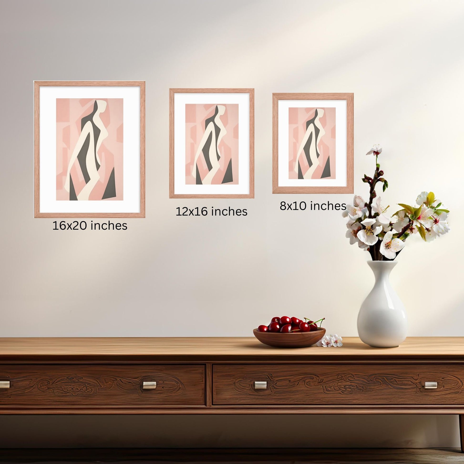 Wall Art Decor Modern Feminine Wall Art Pink Neutral Colored Framed Art Print Framed Abstract Art Woman Body in Matisse Inspired Painting Art  Framed Art Woman Body Print Wall Art Feminine Decor Art Female Form Line Art Matisse Inspired Painting