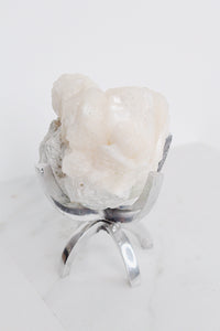 Pink Stilbite Quartz – Brass Claw Crystal Display