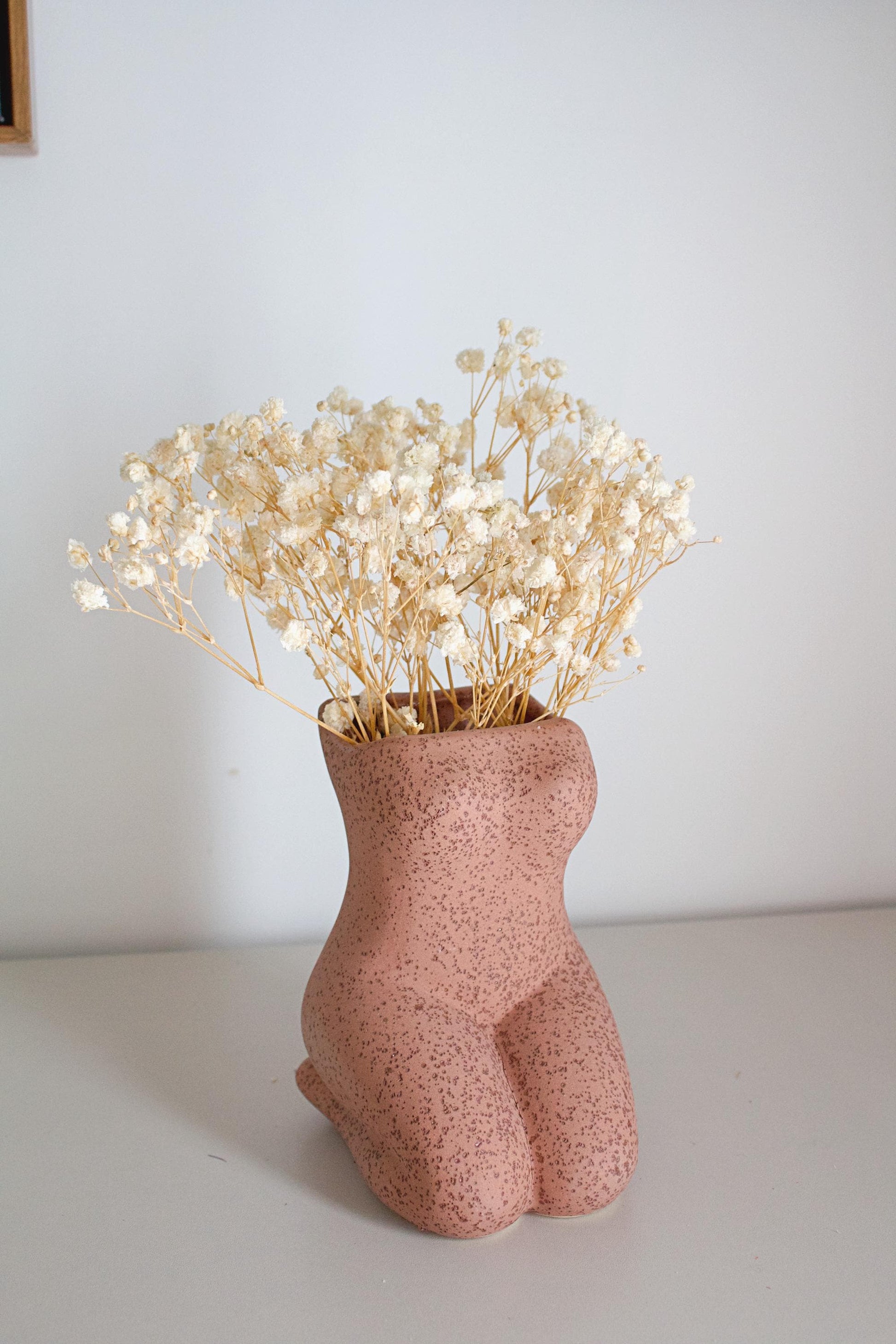 Boho Female Sculpture Ceramic Display Modern Oriental Design Abstract Figure Art Home Accent Piece Terracotta Vase Living Room Decor Dried Flower Holder Speckled Finish Contemporary Style Interior Gift Woman Birthday Present Beautiful