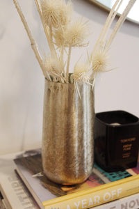 Antique Finish Vase Metallic Gold Centerpiece Floral Display Dried Flower Vase Rustic Bohemian Farmhouse Modern Decor Living Room Entryway Dining Room Accent Piece Gift