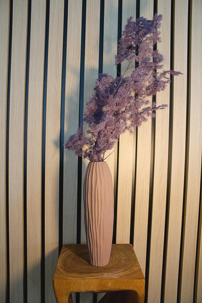 Purple Neutral Color Vase Muted Tone Tall Vase for Branches Brown Vase Floral Arrangement Rustic Vessel Ribbed Texture Wabi Sabi Aesthetic Modern Vase Floral Arrangement Organic Vessel Ribbed Texture Wabi Sabi Aesthetic
