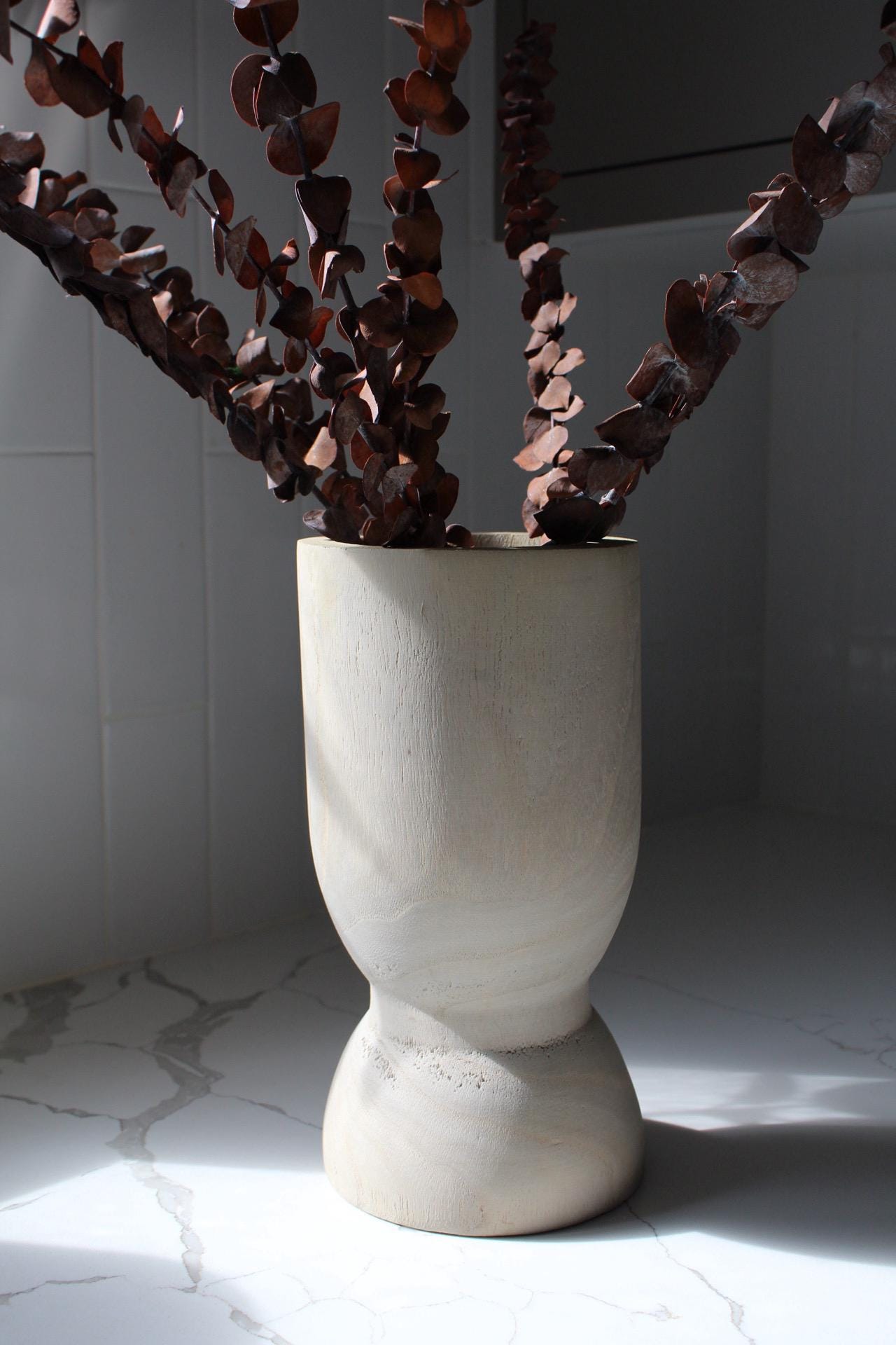 Modern Wood Vase White Container Collection Natural Design Element Dried Flower Display Home Accent Piece Wedding Centerpiece Decor Organic Style Living Room Feature Farmhouse Detail Premium Construction Beautiful Showcase Art Natural