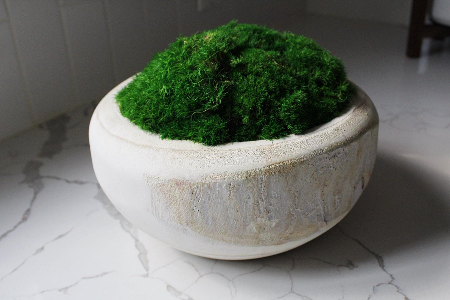 Natural Home Accent Modern Moss Design Rustic Wood Bowl Construction Organic Wall Art Farmhouse Style Living Room Decor Premium Quality Piece Preserved Moss Arrangement Wedding Gift Present Table Centerpiece Modern Design