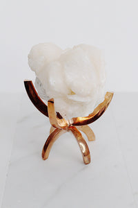Pink Stilbite Quartz Crystal Mineral on Brass Modern Claw Display Stand Unique Boho Decor Accent Stilbite Quartz Crystal Stone Boho Decor