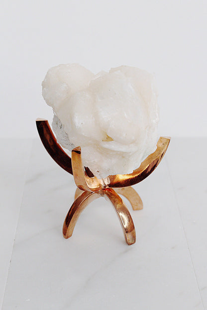 Pink Stilbite Quartz Crystal Mineral on Brass Modern Claw Display Stand Unique Boho Decor Accent Stilbite Quartz Crystal Stone Boho Decor