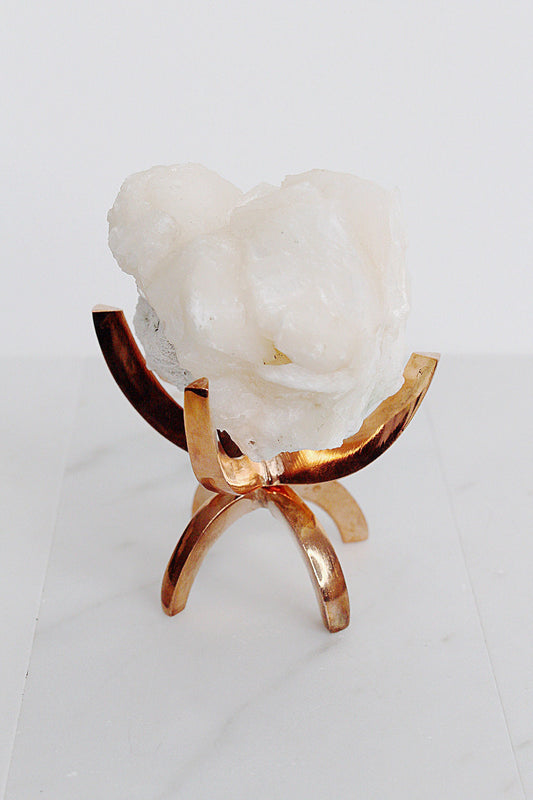 Pink Stilbite Quartz Crystal Mineral on Brass Modern Claw Display Stand Unique Boho Decor Accent Stilbite Quartz Crystal Stone Boho Decor