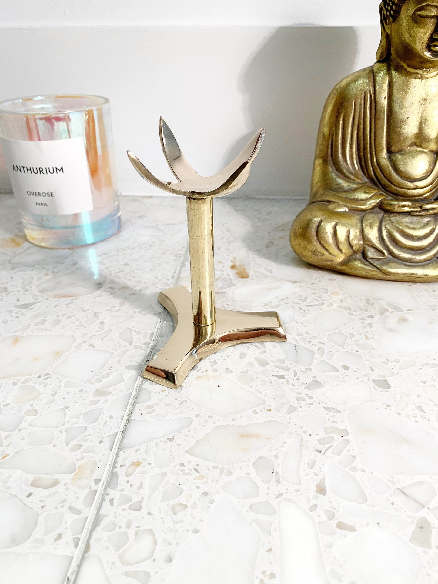 Modern Brass Pedestal Stand - 4" for Crystals, Spheres & Minerals
