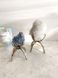 Modern Silver Crystal Display Holder Stand Aluminum Claw Minimal Crystal Display Stand Mineral Sphere Stylish Display Stand Geode Stand