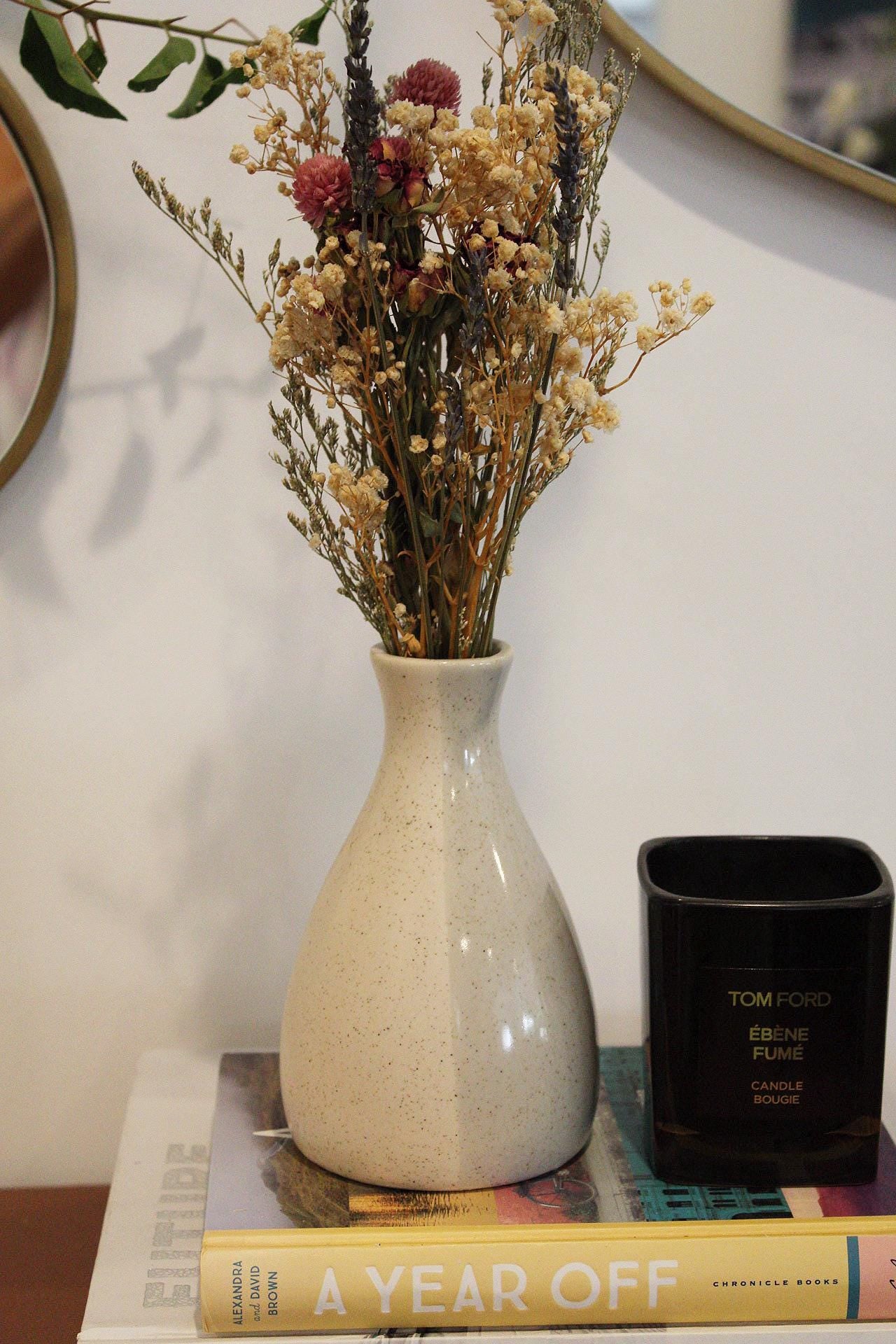 Neutral Vase Home Decor Accent Bookshelf Decoration Event Centerpiece Rustic Boho Minimalist Styles Two Tone Ceramic Vase Coffee Table Decor Dried Flower Vase