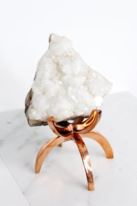 White Apophyllite Stone Modern Decor Accent with Brass Claw Display Stand Apophyllite Quartz Crystal Mineral on Brass Modern Claw Display