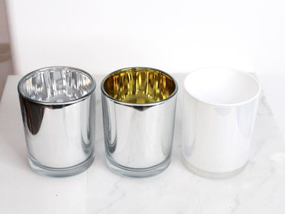 Candle Glass Container Metallic Luxury Designer Candle Vessel Glass Jar Iridescent Translucent Matte Black Modern Minimal Candle Jar Vessel