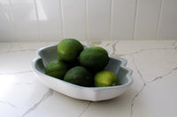 Stoneware Shell Bowl Coastal Design Collection Modern Kitchen Accent White Ceramic Construction Blue Interior Finish Contemporary Home Decor Beautiful Serving Piece Elegant Display Essential Matte Surface Premium Quality Dining Collection