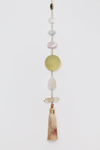 Natural Crystal Sun Catcher for Happiness Crystal Brass Moon Wall Hanging Art Citrine Amazonite Smoky Rose Quartz Clear Quartz Light Catcher