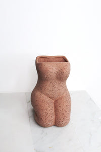 Modern Home Accent Boho Female Figure Ceramic Art Piece Oriental Design Style Display Vase Interior Decor Piece Living Room Accent Dried Flower Holder Contemporary Artistic Creation Beautiful Terracotta Sculpture Speckled Finish Woman Gift