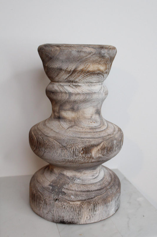 Shabby Chic Vase Farmhouse Wood Display Whitewashed Finish Country Style Accent Large Standing Container Vintage Look Design Dried Flower Holder Rustic Home Decor Traditional Collection Distressed Wood Construction Decorative Essential