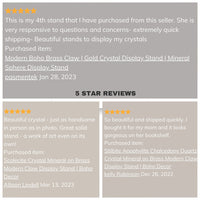 Pink Flower Agate Crystal on Brass Stand – Natural Boho Decor & Gift Idea