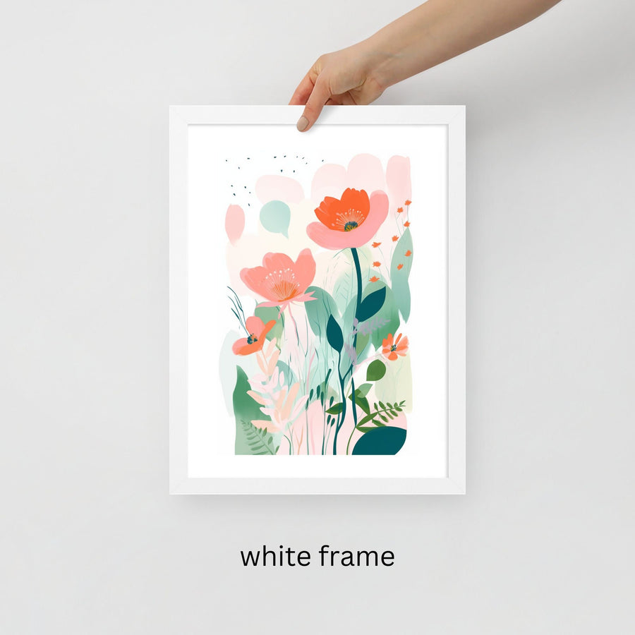 Boho Nursery Decor Matisse Flower Watercolor Painting Print Garden Pastel Floral Frame Blush Pink Gallery Wall Framed Art Botanical Print Watercolor Painting Print Garden Colorful Wildflowers, Abstract Floral Prints, Minimalist Modern Decor