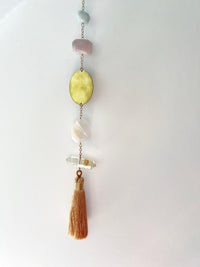 Natural Crystal Sun Catcher for Happiness Crystal Brass Moon Wall Hanging Art Citrine Amazonite Smoky Rose Quartz Clear Quartz Light Catcher