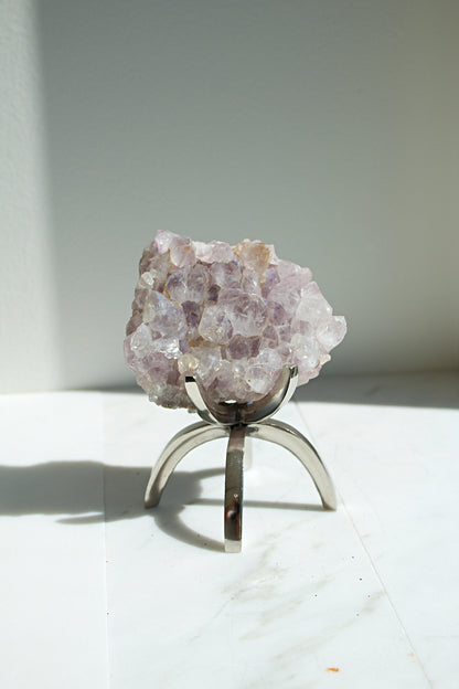 Purple Amethyst Crystal on Brass Claw Stand – Modern Boho Decor Accent