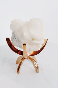 Pink Stilbite Quartz Crystal Mineral on Brass Modern Claw Display Stand Unique Boho Decor Accent Stilbite Quartz Crystal Stone Boho Decor