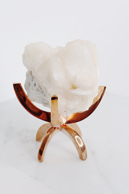 Pink Stilbite Quartz Crystal Mineral on Brass Modern Claw Display Stand Unique Boho Decor Accent Stilbite Quartz Crystal Stone Boho Decor