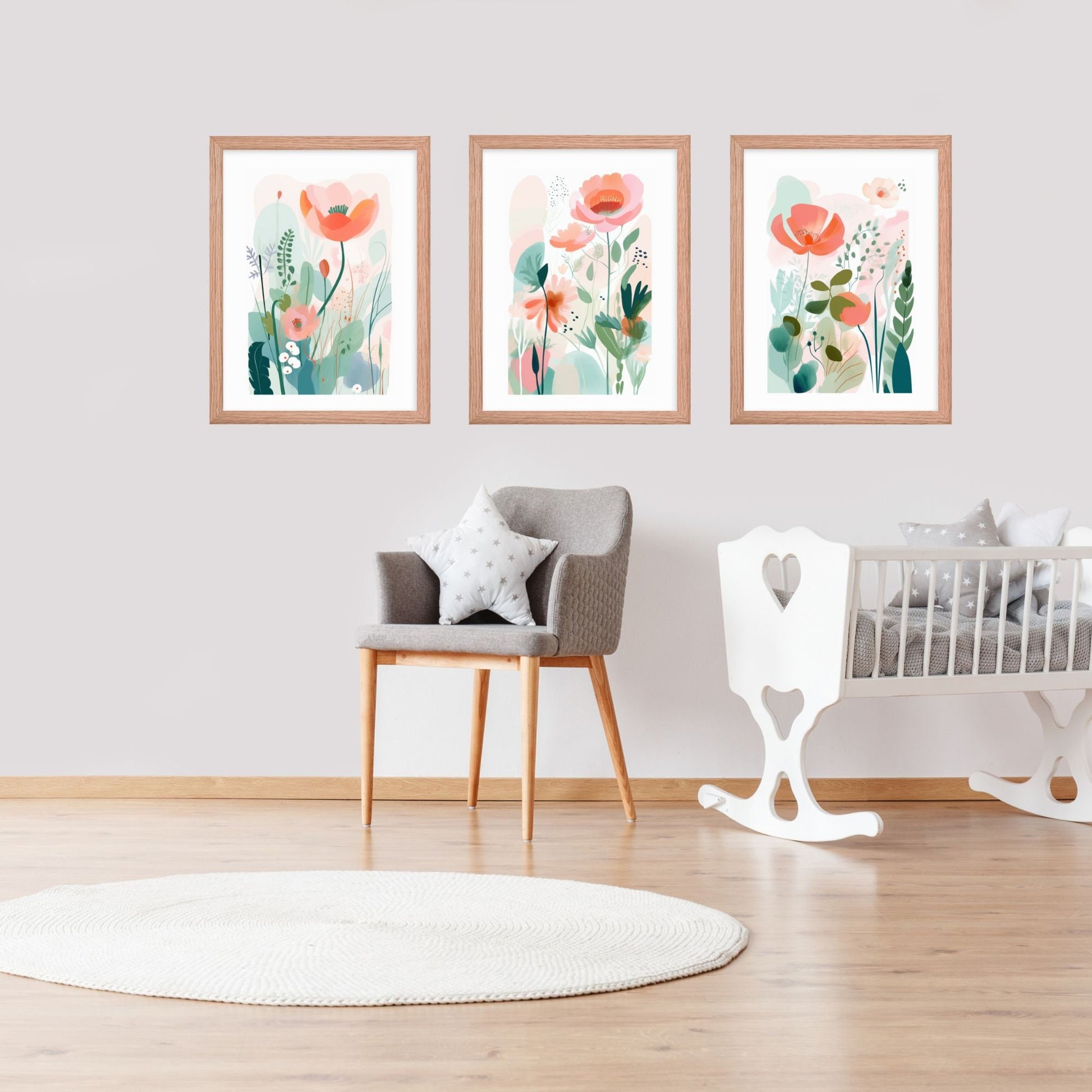 Expecting Mother Gift New Parents Gift DIY Nursery Decor Childrens Room Art Modern Flower Illustrations Calming Nursery Prints Watercolor Floral Set