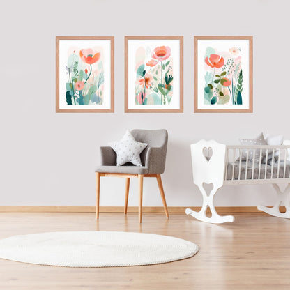 Expecting Mother Gift New Parents Gift DIY Nursery Decor Childrens Room Art Modern Flower Illustrations Calming Nursery Prints Watercolor Floral Set