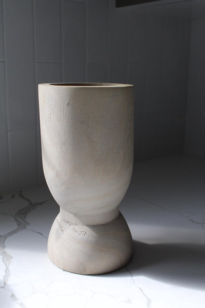 Farmhouse Style Vase White Wood Container Natural Home Accent Dried Flower Display Modern Design Collection Wedding Centerpiece Detail Organic Decor Living Room Feature Premium Construction Beautiful Showcase Piece Natural Material Art