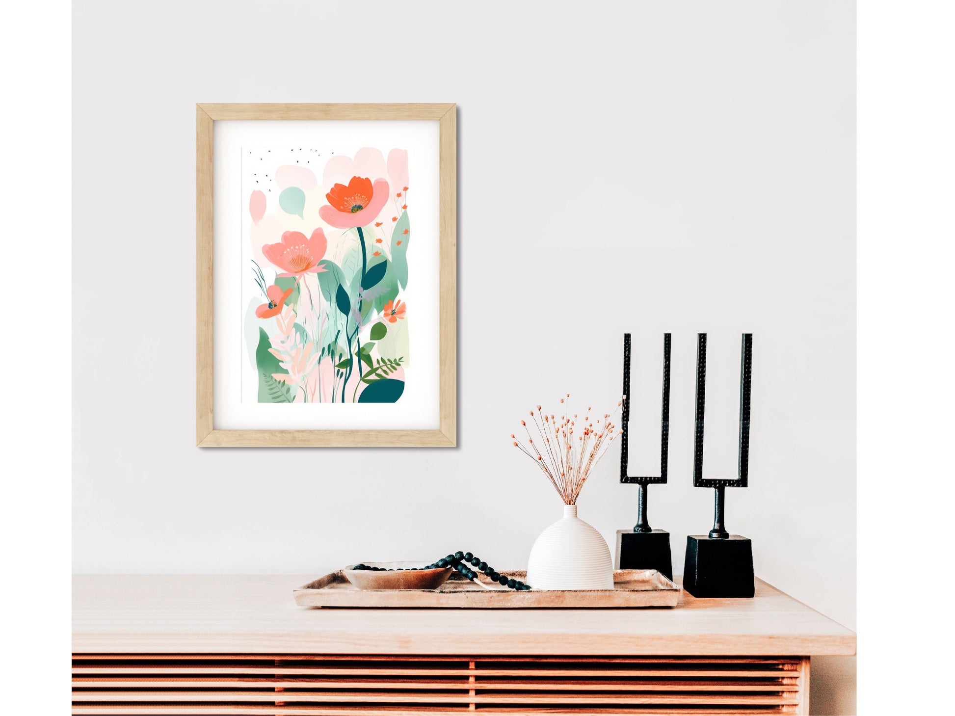 Boho Nursery Decor Matisse Flower Watercolor Painting Print Garden Pastel Floral Frame Blush Pink Gallery Wall Framed Art Botanical Print Watercolor Painting Print Garden Colorful Wildflowers, Abstract Floral Prints, Minimalist Modern Decor