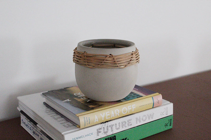 Woven Rattan Planter Ceramic Plant Pot Boho Planter Minimalist Home Decor Indoor Plant Holder Succulent Planter Scandinavian Decor Bohemian Decor Earthy Organic Decor Small Space Decor