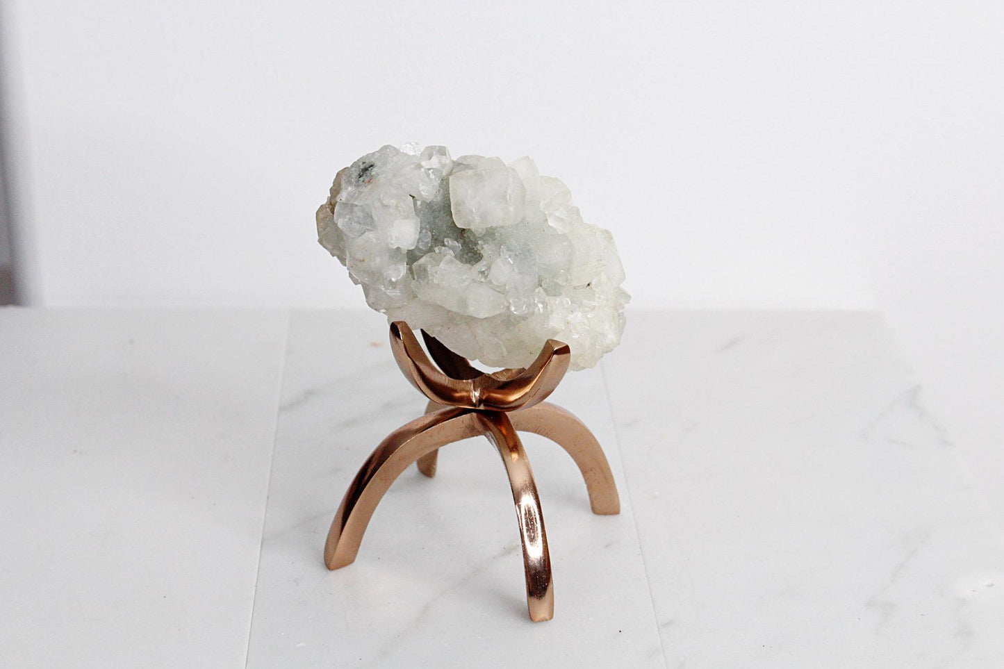 Modern Crystal Display Stand Rose Gold Aluminum Holder Spiritual Grid Design Perfect Crystal Storage Solution Premium Quality Construction Meditation Space Organizer Beautiful Home Decor Piece Elegant Gift For Women Crystal Collection