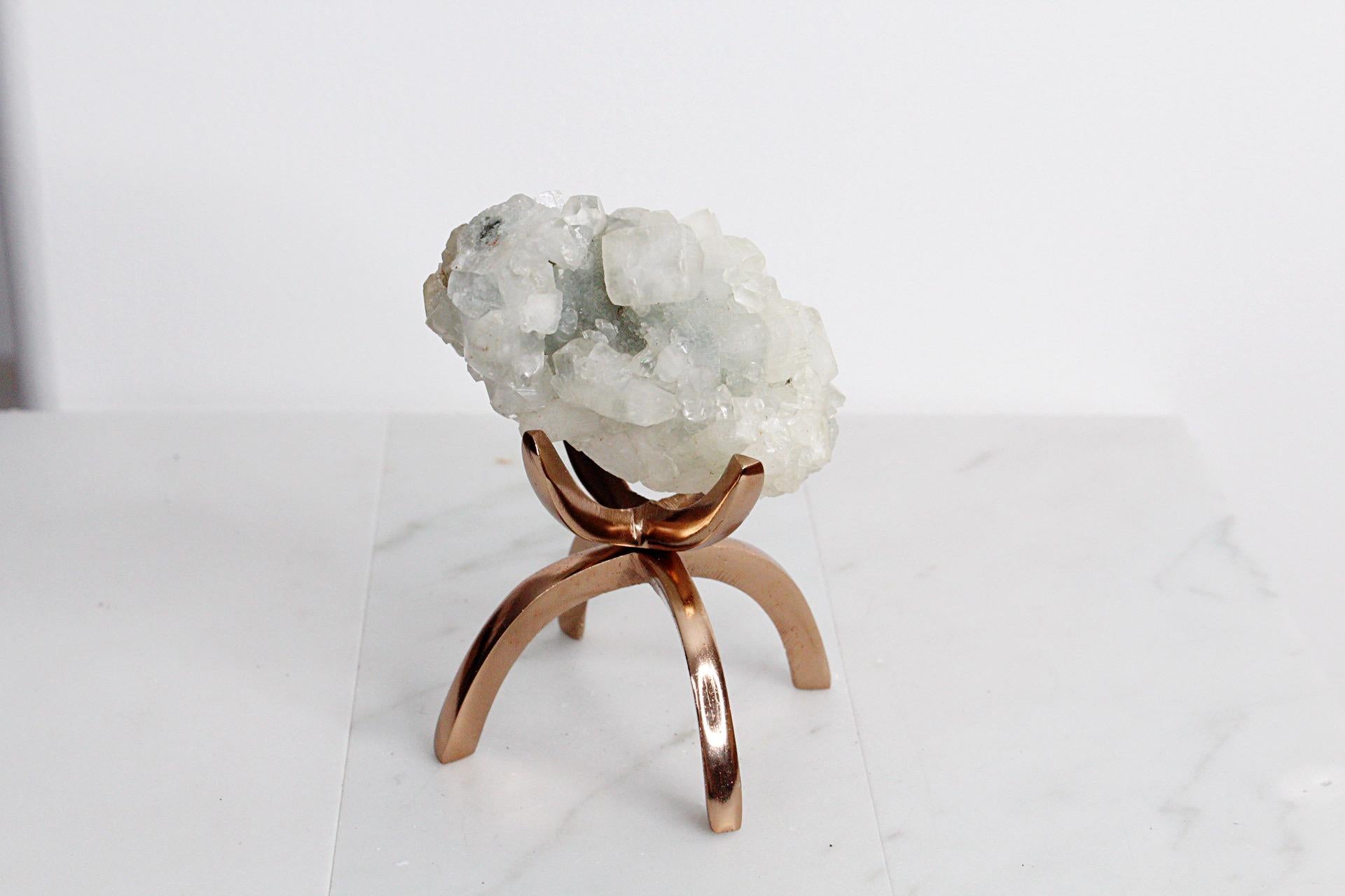 Modern Crystal Display Stand Rose Gold Aluminum Holder Spiritual Grid Design Perfect Crystal Storage Solution Premium Quality Construction Meditation Space Organizer Beautiful Home Decor Piece Elegant Gift For Women Crystal Collection