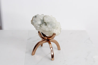 Modern Crystal Display Stand Rose Gold Aluminum Holder Spiritual Grid Design Perfect Crystal Storage Solution Premium Quality Construction Meditation Space Organizer Beautiful Home Decor Piece Elegant Gift For Women Crystal Collection