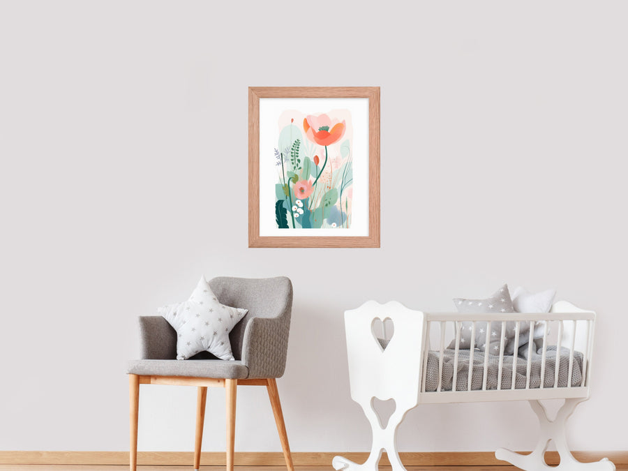 Boho Nursery Decor Matisse Flower Watercolor Painting Print Garden Pastel Floral Frame Blush Pink Gallery Wall Framed Art Botanical Print Watercolor Painting Print Garden Colorful Wildflowers, Abstract Floral Prints, Minimalist Modern Decor