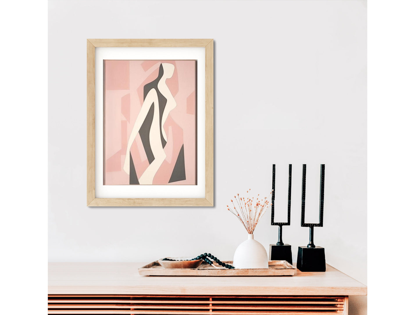 Wall Art Decor Modern Feminine Wall Art Pink Neutral Colored Framed Art Print Framed Abstract Art Woman Body in Matisse Inspired Painting Art  Framed Art Woman Body Print Wall Art Feminine Decor Art Female Form Line Art Matisse Inspired Painting
