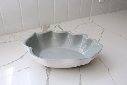 Floral Display Bowl White Ceramic Shell Design Modern Kitchen Accent Coastal Home Collection Contemporary Serving Piece Beautiful Interior Finish Premium Construction Quality Elegant Dining Essential Decorative Art Piece Matte Surface Style