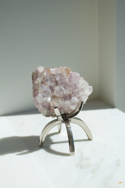 Purple Amethyst Crystal on Brass Claw Stand – Modern Boho Decor Accent
