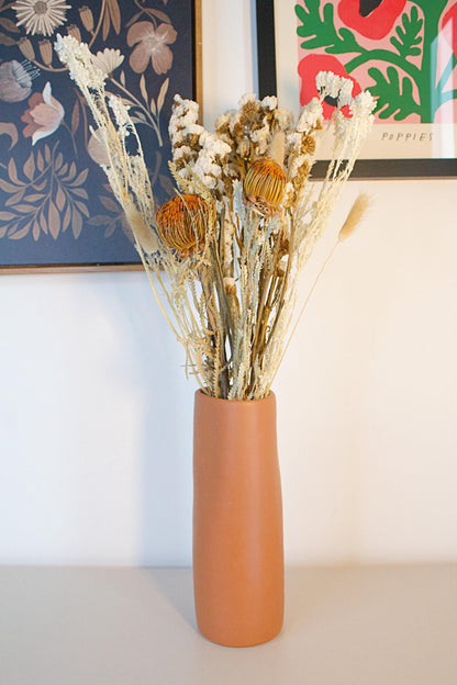 Boho Wedding Decor Dried Flower Arrangement Natural Farmhouse Style Neutral Color Collection Modern Home Interior Accent Piece Wedding Centerpiece Design Premium Quality Construction Cream Golden Brown Palette Beautiful Display Collection with terracotta vase