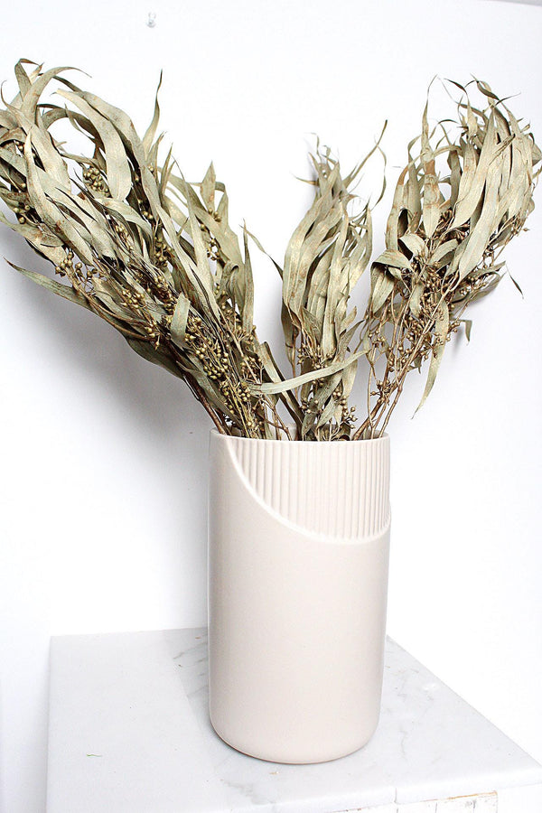 Tall Ceramic Vase Wedding Centerpiece Collection White Floral Display Gold Accent Design Modern Home Decor Rustic Farmhouse Style Living Room Table Arrangement Dried Branch Display Special Occasion Venue Elegant Statement Piece Beautiful