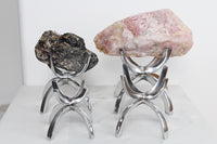 Modern Boho Silver Claw - Crystal Mineral Sphere Display Stand