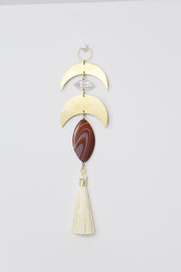 Crescent Brass Crystal Wall Hanging – Red Jasper Sun Catcher