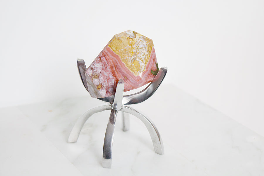 Ocean Jasper Crystal Mineral with Brass Display Stand | Natural Boho Decor