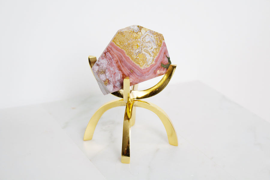 Ocean Jasper Crystal Mineral with Brass Display Stand | Natural Boho Decor