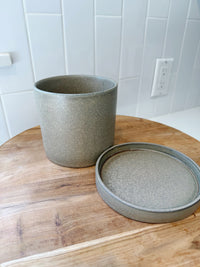 Brown Ceramic Pot with Saucer