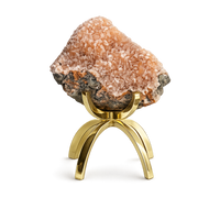 Heulandite & Pink Quartz Crystal on Brass Claw Stand – Unique Decor Accent
