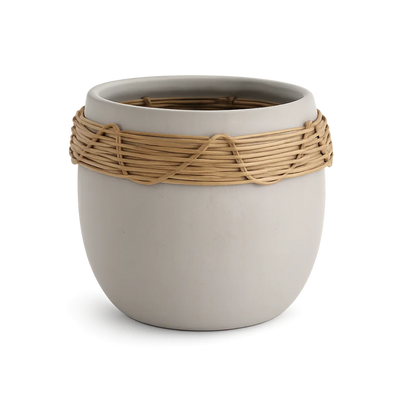 Ceramic Rattan Planter – Modern Minimalist Plant Pot for Indoor Decor