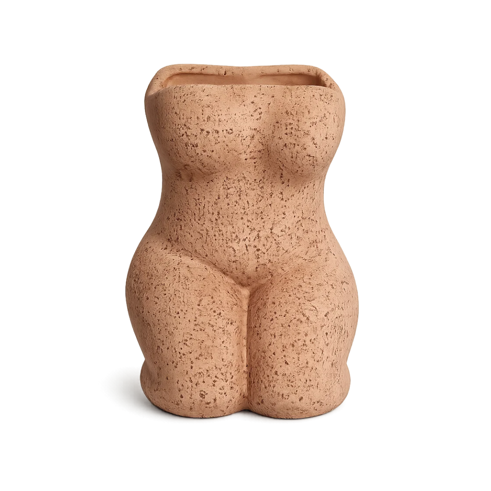 Boho Female Sculpture - Terracotta Home Accent & Flower Display